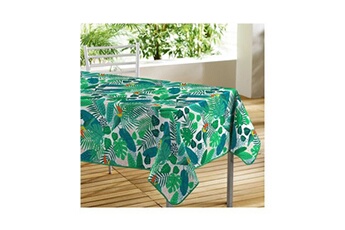 nappe de table non renseigné nappe toile cirée rectangle - 140x240 cm - motif tropical et toucan vert