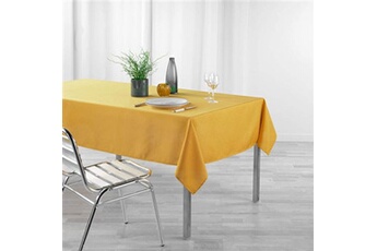 nappe de table douceur d'interieur nappe enduite rectangulaire - 140x250 cm - uni - plusieurs coloris disponibles jaune