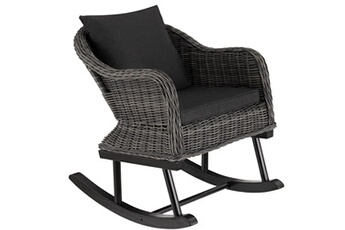 rocking chair tectake fauteuil à bascule en rotin rovigo 150 kg - gris