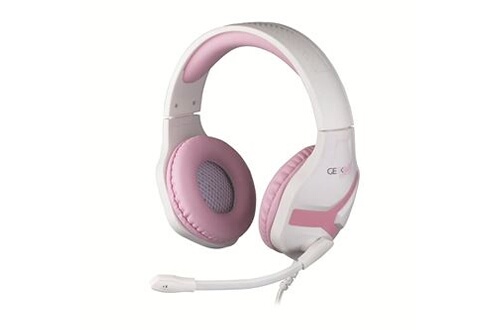 Casque pour console Konix Casque gaming filaire Geek Girl Crystal Blanc et  rose