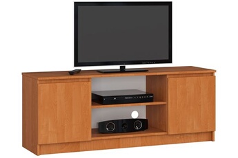 meubles tv akord meuble tv pour salon aulne 140 cm 2 portes façade aulne 2 étagères 140x40x55 cm