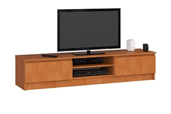 meubles tv akord meuble tv pour salon aulne 160 cm 2 portes façade aulne 2 étagères 160x40x33 cm
