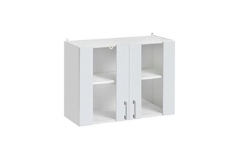 - meuble haut de cuisine eco blanc brillant 2 portes vitrées l 80 cm