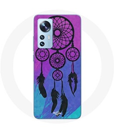 Coque pour Xiaomi Mi 12 / 12X Attrape Rêve Noir Fond Bleu et Violet