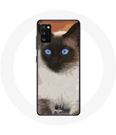 Coque pour Oppo A16 Siamois Noir et blanc Yeux Bleus