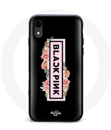 Coque pour Iphone XS Max Blackpink Groupe de K-pop Logo Noir Rose Fond Noir