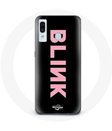 Coque pour Samsung Galaxy A20e Blink Fandom Blackpink Logo Rose Fond Noir