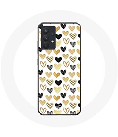 Coque pour Samsung Galaxy A13 4G / A13 4G Lite Fond de texture abstraite coeurs noir jaune et gris