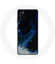 Coque pour Oppo A16 Nuages de fumée multicolore de bleu gris et noir sur fond noir