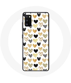 Coque pour Oppo A16 Fond de texture abstraite coeurs noir jaune et gris