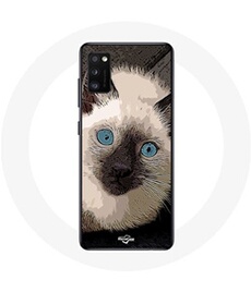 Coque pour Oppo A16 Chat Siamois Noir et blanc aux Yeux Bleus