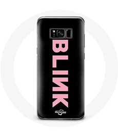 Coque pour Samsung Galaxy S8 Plus Blink Fandom Blackpink Logo Rose Fond Noir