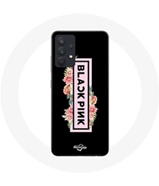 Coque pour Samsung Galaxy A13 5G Blackpink Groupe de K-pop Logo Noir Rose Fond Noir