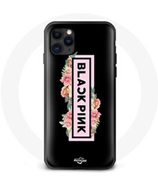 Coque pour Iphone 11 Pro Max Blackpink Groupe de K-pop Logo Noir Rose Fond Noir