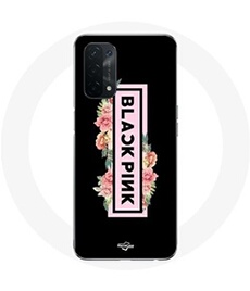 Coque pour Oppo A54 5G Blackpink Groupe de K-pop Logo Noir Rose Fond Noir