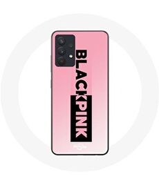 Coque pour Samsung Galaxy A13 5G Blackpink Groupe de K-pop Logo Noir Rose Fond Rose