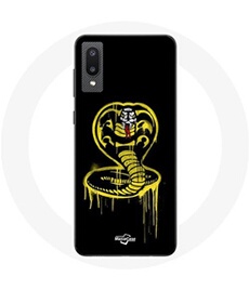 Coque pour Samsung Galaxy A02 Cobra Kai Logo Jaune Fond Noir Affiche Série