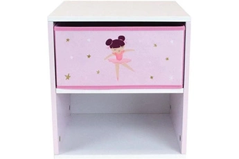 chevet avec tiroir / table de nuit pour enfant danseuse ballerine - h.36 x l. 33 x p. 30 cm