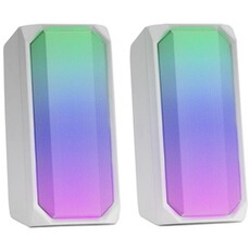 Barre de son MARS GAMING Enceintes Bluetooth MSRGB Blanc RGB Full Mesh 2 Haut-Parleurs Actifs 15W