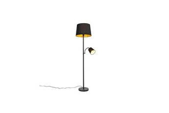 lampadaire qazqa lampadaire classique noir avec or et liseuse - retro