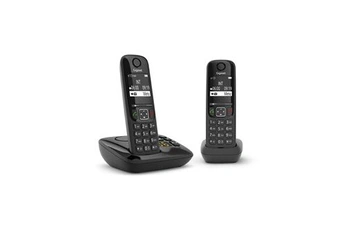 Téléphone sans fil Gigaset AS690A Duo - Téléphone sans fil - système de répondeur avec ID d'appelant - ECO DECT\GAP - noir + combiné supplémentaire