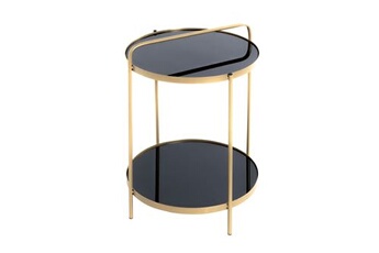 table d'appoint loungitude table d'appoint mervin en métal doré et verre trempé noir 38cm