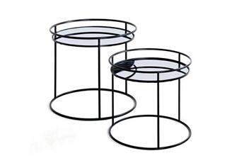table d'appoint loungitude tables basses grace en métal et miroir lot de 2 - noir