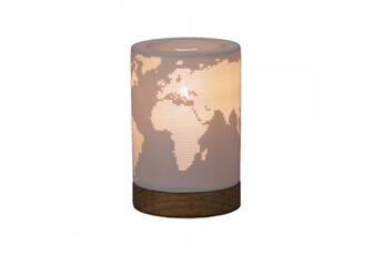 lampe à poser bigbuy lampe de bureau mappemonde bois porcelaine