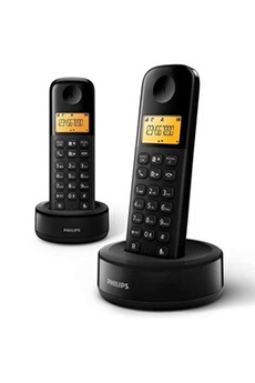 Téléphone sans fil Philips D1602B - Téléphone sans fil avec ID d'appelant - DECT\GAP + combiné supplémentaire