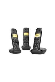 Téléphone sans fil Gigaset A170 Trio - Téléphone sans fil avec ID d'appelant - DECT\GAP - noir + 2 combinés supplémentaires
