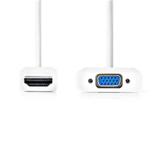 - Adaptateur vidéo - HDMI mâle pour HD-15 (VGA) femelle - 20 cm - blanc - rond