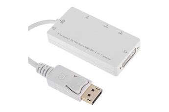 Adaptateur et convertisseur BeMatik DisplayPort vers VGA DVI HDMI blanc audio