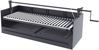 Barbecue argentin bois et charbon FM BVE-100 100cm grille suspendue à manivelle