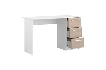 bureau droit parisot bureau essentiel 3 tiroirs décor chêne et blanc