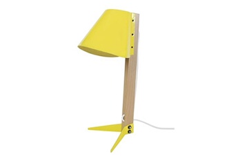 autres luminaires tosel 90235 lampe de bureau trépied bois naturel et jaune l 20 p 16 h 42 cm ampoule e27