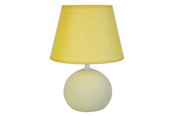 autres luminaires tosel 64626 lampe de chevet globe bois crème et jaune l 18 p 18 h 30 cm ampoule e14