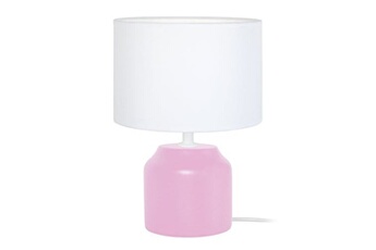 autres luminaires tosel 65272 lampe de chevet cylindrique bois rose et blanc l 16 p 16 h 24 cm ampoule e14