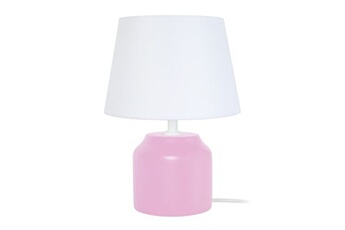 autres luminaires tosel 65281 lampe de chevet cylindrique bois rose et blanc l 16 p 16 h 24 cm ampoule e14