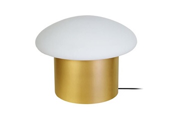 autres luminaires tosel 65818 lampe de chevet champignon métal doré et blanc l 19 p 19 h 15 cm ampoule e27