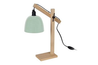 lampe de lecture tosel 90314 lampe de bureau articulé bois naturel et vert l 27 p 14,5 h 50 cm ampoule e14