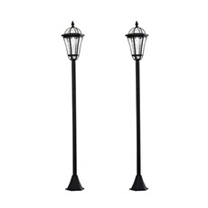 Lot de 2 luminaires extérieurs solaires lampadaires lanternes classiques LED 15 Lm Ø 18,5 x 129H cm noir