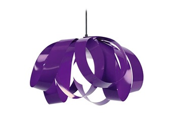 plafonnier tosel 12282 suspension abstract métal violet l 40 p 40 h 80 cm ampoule e27