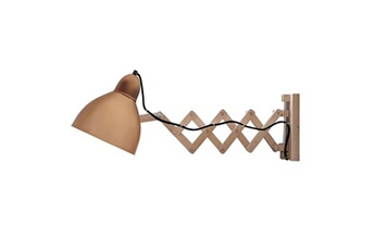 lampe de lecture tosel 31466 applique articulé bois naturel et cuivre l 65 p 16,5 h 23 cm ampoule e27