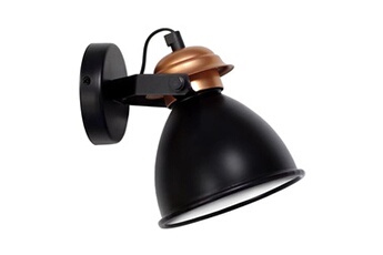 lampe de lecture tosel 31717 applique articulé métal noir et cuivre l 14 p 16,5 h 16,5 cm ampoule e14