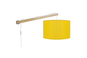 lampe de lecture tosel 31445 applique articulé bois naturel et jaune l 60 p 25 h 25 cm ampoule e14