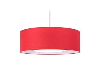 lampe de lecture tosel 14887 suspension cylindrique tissu rouge et transparent l 60 p 60 h 85 cm ampoule e27