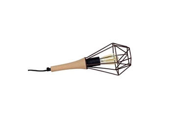 lampe à poser tosel 64956 lampe a poser lanterne bois naturel et marron l 15 p 15 h 35 cm ampoule e27