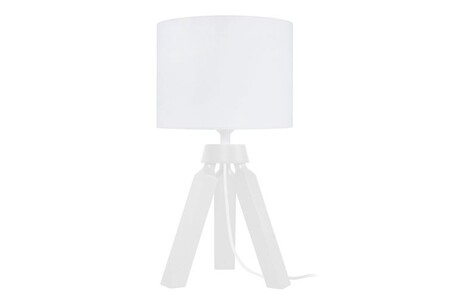 Lampe à poser Tosel 65288 Lampe de chevet trépied bois blanc d'ivoire L 16 P 16 H 31 cm Ampoule E14