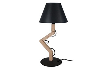 lampe de lecture tosel 65161 lampe a poser articulé bois naturel et noir l 16 p 45 h 45 cm ampoule e14