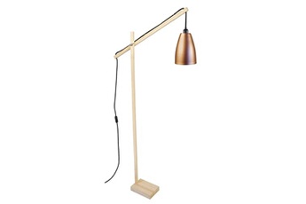 lampe de lecture tosel 95263 lampadaire liseuse articulé bois naturel et cuivre l 80 p 80 h 180 cm ampoule e27